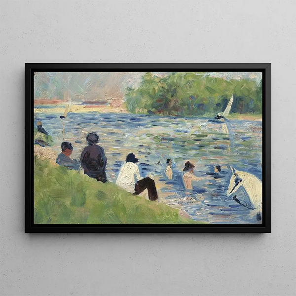 Bathers Study for Bathers at Asnières - Georges Seurat — framed artwork on a wall