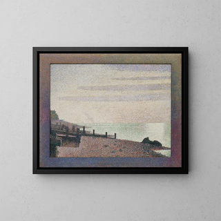 Evening in Honfleur - Georges Seurat — framed artwork on a wall