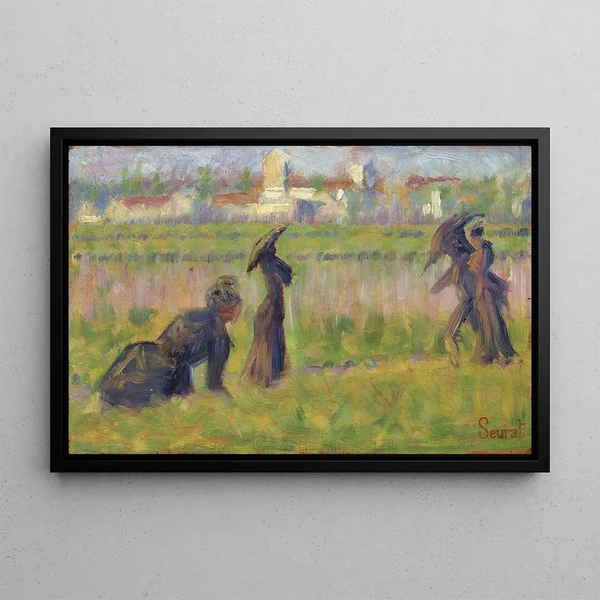 Figures in a Landscape - Georges Seurat — framed artwork on a wall