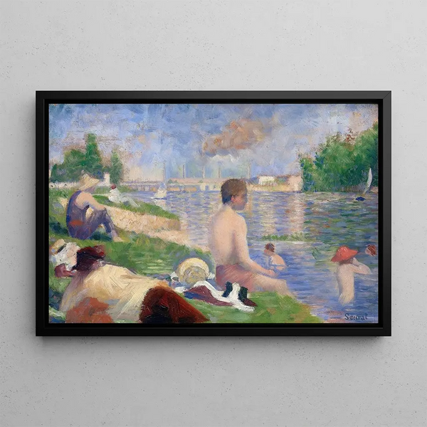 Final study for The Bathers at Asnières - Georges Seurat — framed artwork on a wall
