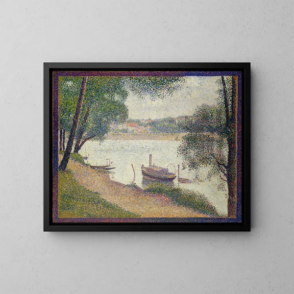 Temps gris à la Grande Jatte - Georges Seurat — framed artwork on a wall