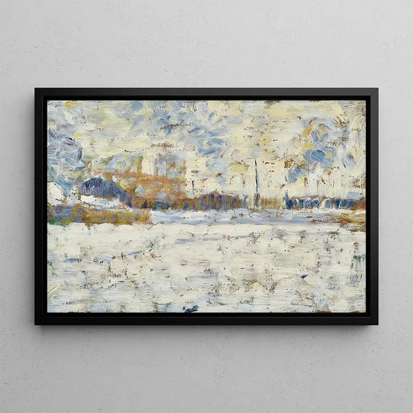 Winter in the Suburbs - Georges Seurat — framed artwork on a wall