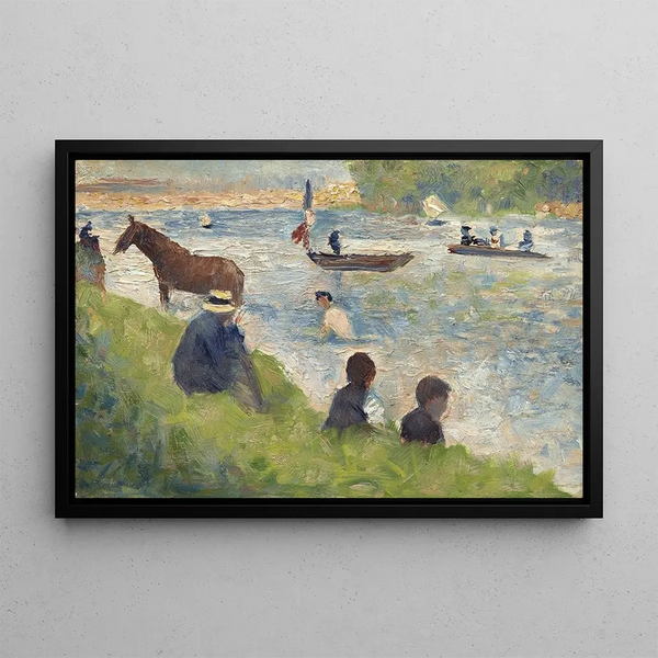 Study of horses and boats for Bathers at Asnières - Georges Seurat — framed artwork on a wall