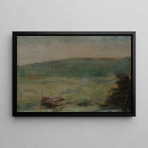 Landscape at Saint-Ouen - Georges Seurat — framed artwork on a wall
