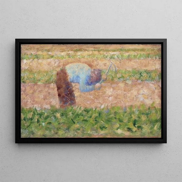 Man with a Hoe - Georges Seurat — framed artwork on a wall