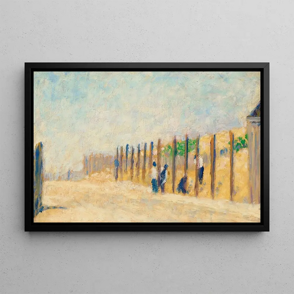 Ouvriers enfonçant des pieux - Georges Seurat — framed artwork on a wall