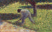 Peasant with a Hoe - Georges Seurat — artwork view