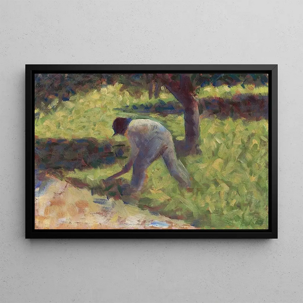 Peasant with a Hoe - Georges Seurat — framed artwork on a wall