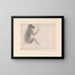 Sitting Monkey Painting - Georges Seurat — framed artwork on a wall