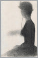 a seated woman with an umbrella - Georges Seurat — artwork view