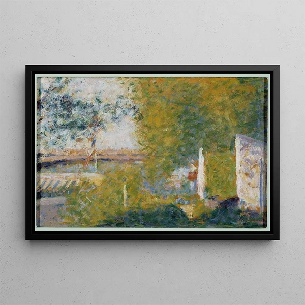 Le pont à Bineau - Georges Seurat — framed artwork on a wall