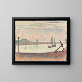 The canal at Gravelines at dusk - Georges Seurat — framed artwork on a wall