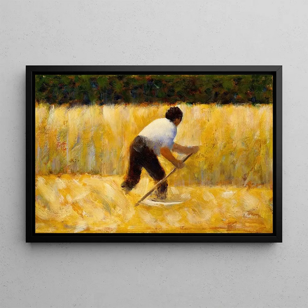 The Reaper - Georges Seurat — framed artwork on a wall