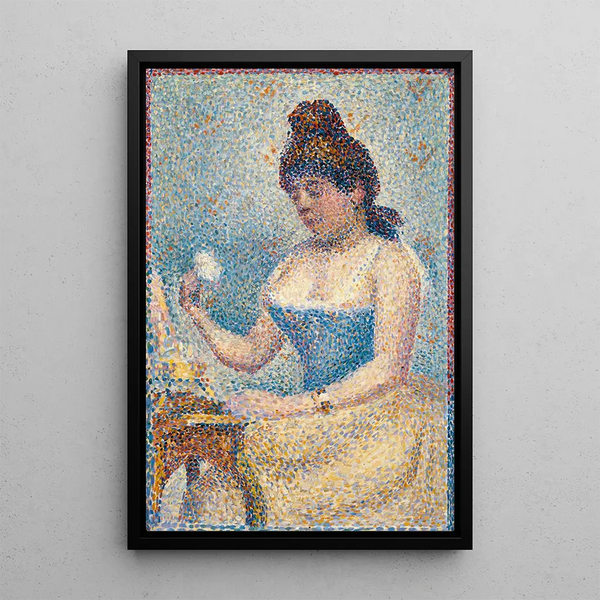 Young woman powdering herself - Georges Seurat — framed artwork on a wall