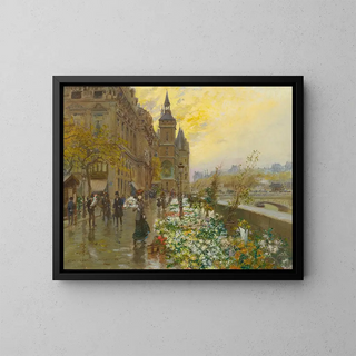 The Flower Market - Georges Stein — framed artwork on a wall