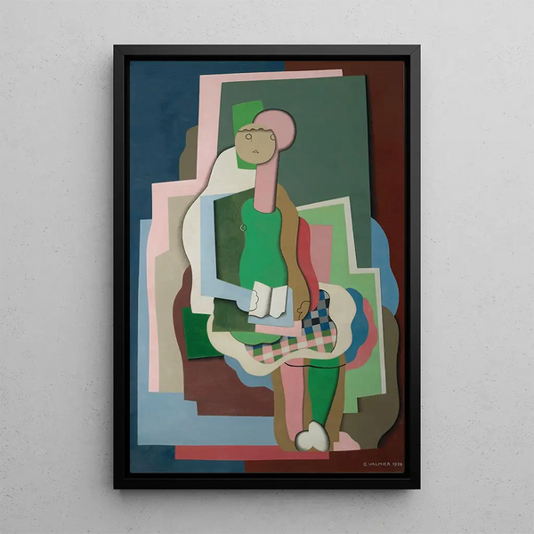 Young girl sitting Portrait of the artist's daughter - Georges Valmier — framed artwork on a wall