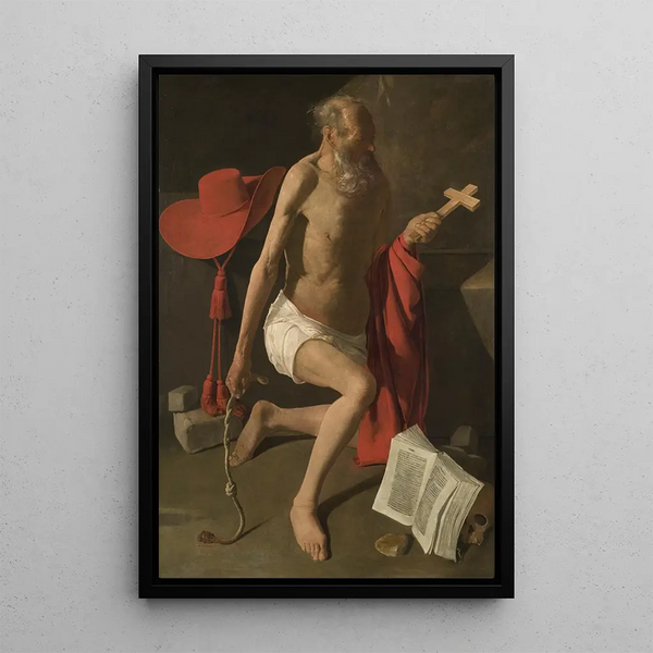 The Saint Jerome Penitent - Georges de La Tour — framed artwork on a wall