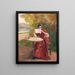 a girl reading a letter in a park landscape - Georges van den Bos — framed artwork on a wall