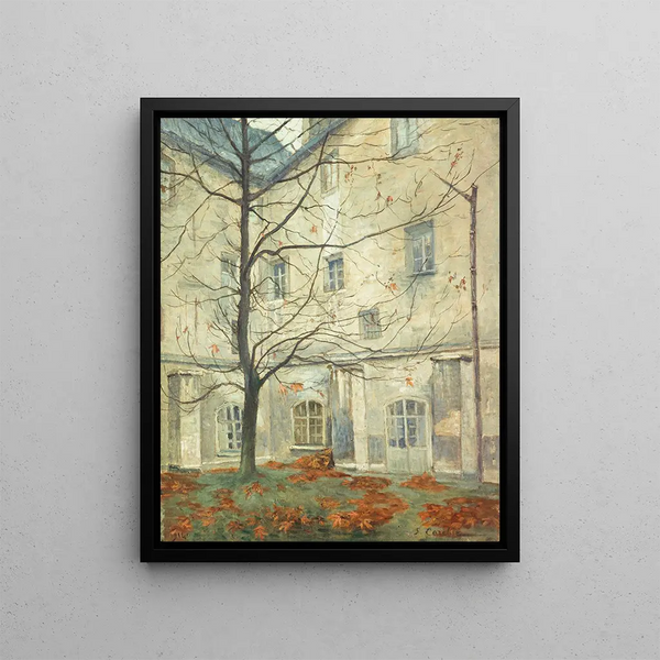La Cour Lacordaire at the Carmelite Convent on Vaugirard Street - Georges-Émile Carette — framed artwork on a wall