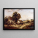 A farmyard with characters and horses - Georgina Lara — framed artwork on a wall
