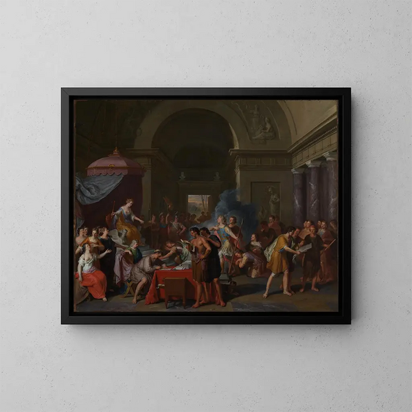 Æneas chez la reine Didon - Gerard Hoet — framed artwork on a wall
