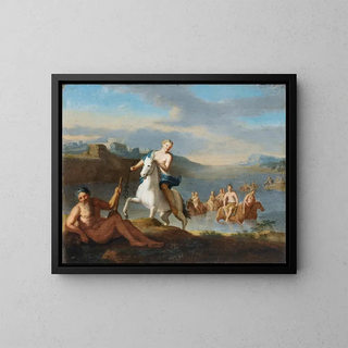 Clélie traversing the Tiber - Gerard Hoet — framed artwork on a wall