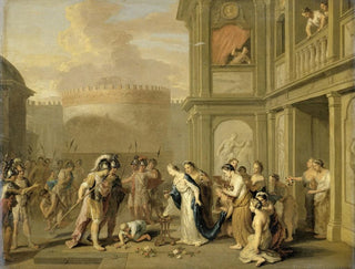 Cleopatra offering wine to Alexander the Great after his conquest of Mazaka - Gerard Hoet — artwork view