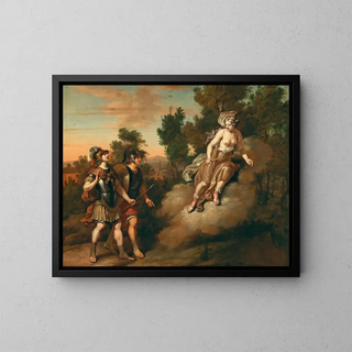 La déesse Diane apparaissant devant deux soldats - Gerard Hoet — framed artwork on a wall