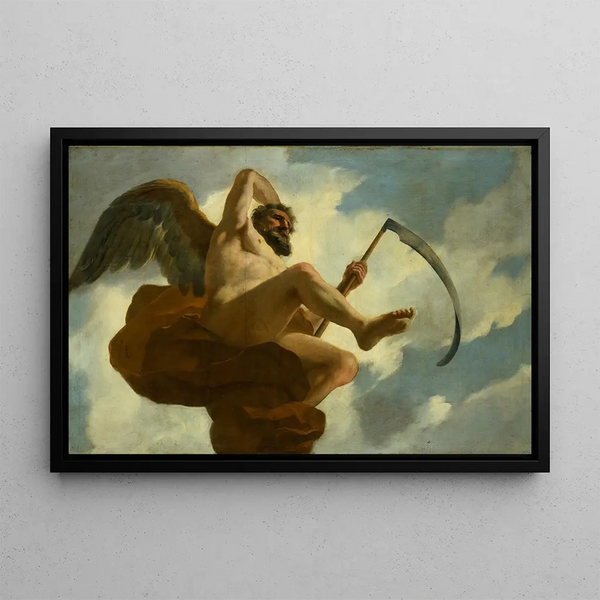 Saturne painting, allegorical representation of care for lepers and innocents - Gerard de Lairesse — framed artwork on a wall