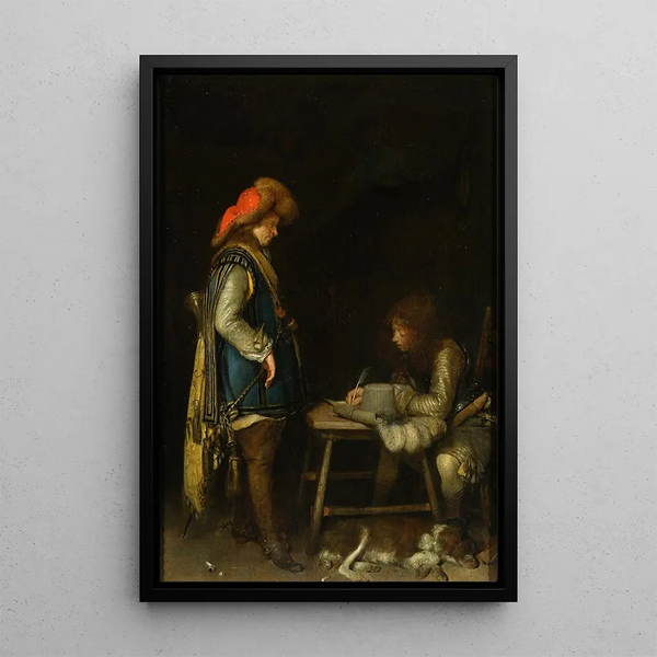 ficier écrivant une lettre - Gerard ter Borch — framed artwork on a wall