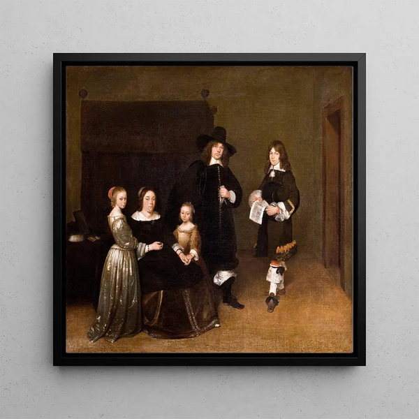 Portrait of a family - Gerard ter Borch — framed artwork on a wall
