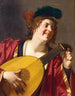 a woman playing a lute - Gerard van Honthorst — artwork view
