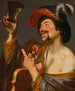 a joyful violinist holding a roemer - Gerard van Honthorst — artwork view