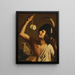 A young man holding a lit candle and a bottle of scamorza cheese beside him - Gerard van Honthorst — framed artwork on a wall