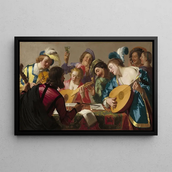 The Concert - Gerard van Honthorst — framed artwork on a wall