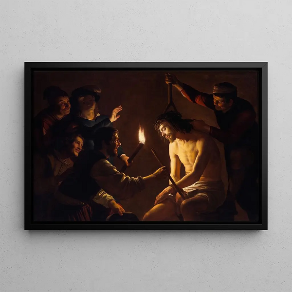 La Dérision du Christ - Gerard van Honthorst — framed artwork on a wall