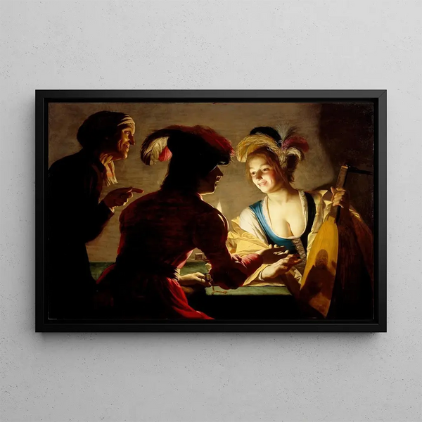 La Maquerelle - Gerard van Honthorst — framed artwork on a wall