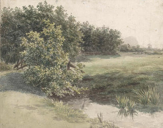 Landscape painting of polders with ditch - Gerardina Jacoba van de Sande Bakhuyzen — artwork view
