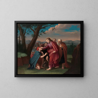 The Christ healing the blind - Gerardus Duyckinck I — framed artwork on a wall