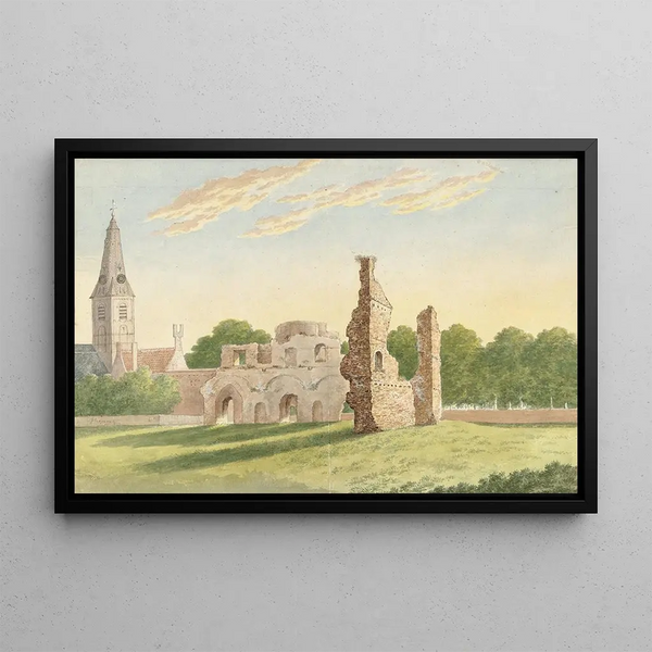 Les ruines de l'abbaye de Rijnsburg - Gerardus Johannes Verburgh — framed artwork on a wall