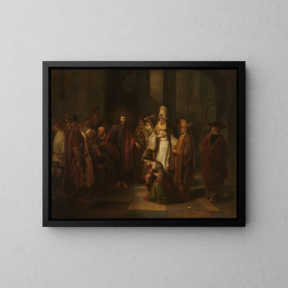 The Christ and the adulteress woman - Gerbrand van den Eeckhout — framed artwork on a wall