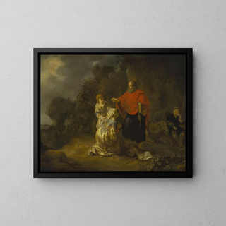 The Prophet Elisha and the Sunamite Woman on Mount Carmel - Gerbrand van den Eeckhout — framed artwork on a wall