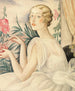 a Woman in a White Dress Sitting on the Window Sill - Gerda Wegener — artwork view