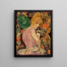 Portrait of Lili Elbe with a green feather fan - Gerda Wegener — framed artwork on a wall