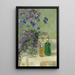 Still life with blue flowers and two bottles on a table - Gerda Wegener — framed artwork on a wall