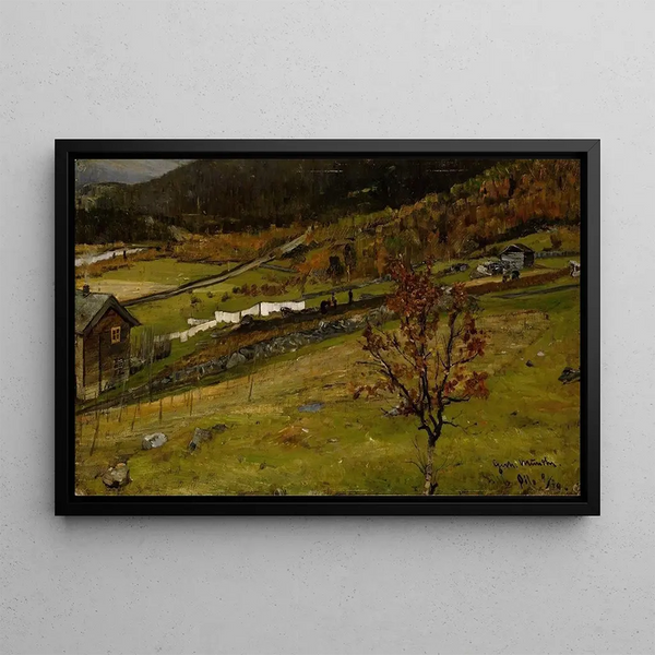 Autumn Landscape ylo - Gerhard Munthe — framed artwork on a wall