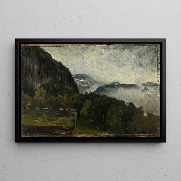 Landscape at Ylo in the mist - Gerhard Munthe — framed artwork on a wall