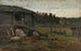 Pigs at the barn bridge - Gerhard Munthe — artwork view