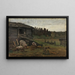 Pigs at the barn bridge - Gerhard Munthe — framed artwork on a wall