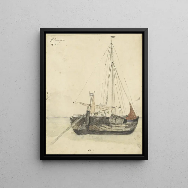 Fishing boat in Katwijk - Gerhard Munthe — framed artwork on a wall